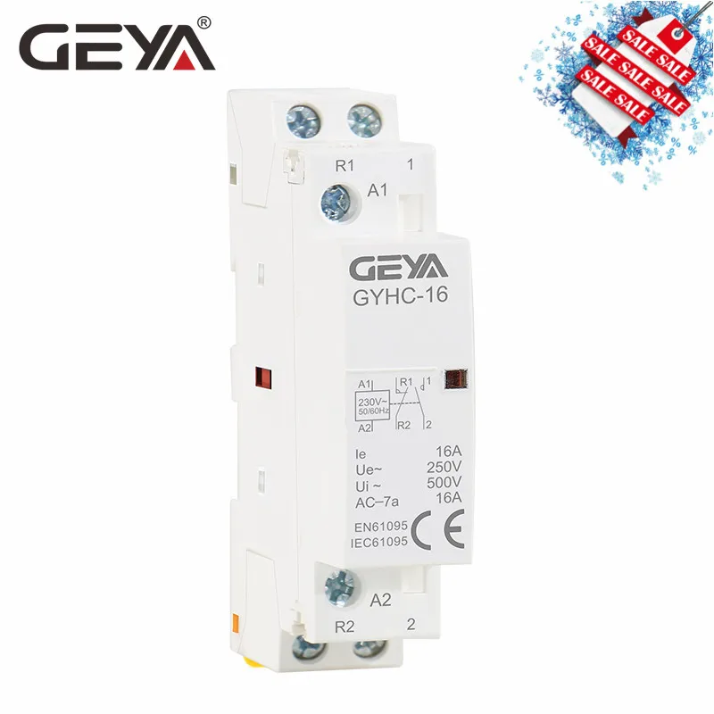 GEYA GYHC модульный контактор 2P 16A 20A 25A 2NO или 2NC или 1NO1NC220V автоматический бытовой контактор на din-рейке