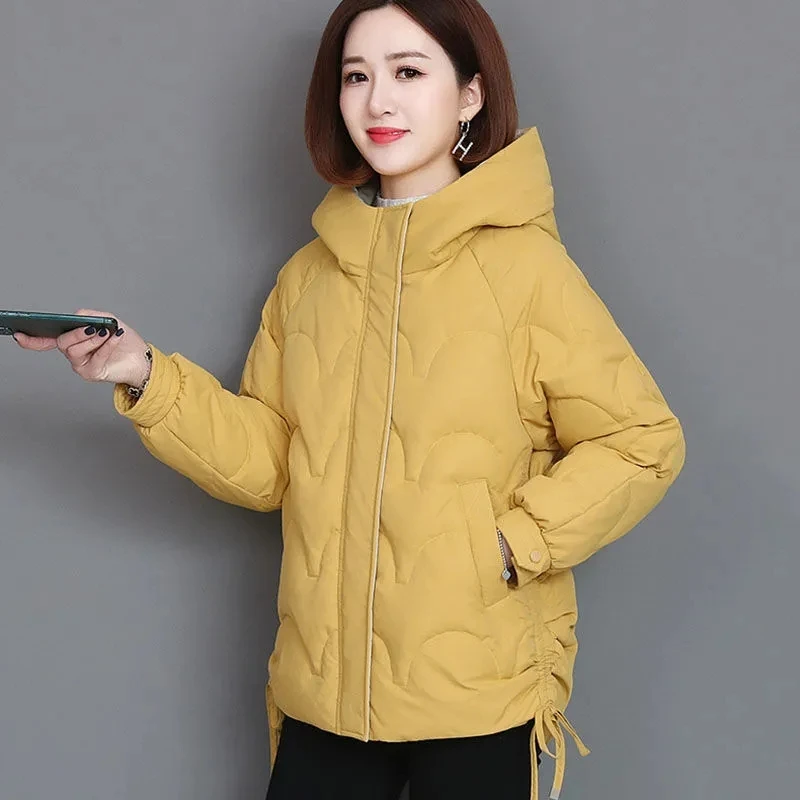 

Свободная Женская зимняя куртка, короткие теплые парки, Женская Осенняя новая простота, утепленное пальто из хлопка, 10000 А