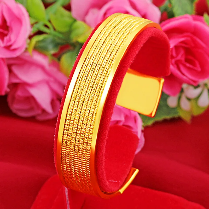 

Cross-border Korean style fashion simple and popular bracelet Vietnam sand gold multi-line woven open bracelet
