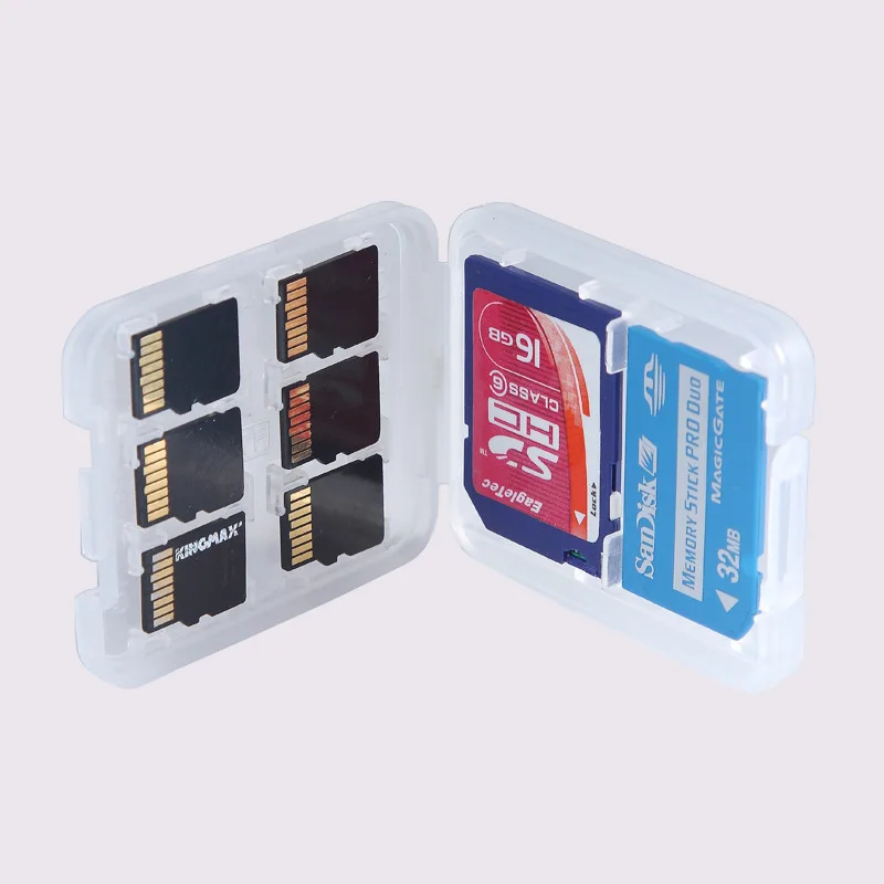 1PC Durable 8 in 1 Memory Card Protecter Box Micro SD TF SDHC MSPD Card Holder Box Storage Case Protector Holder Transparent Bag