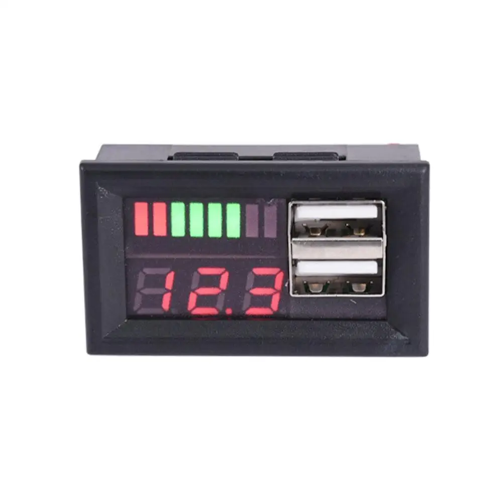 

Red LED Digital Display Voltmeter Mini Voltage Meter Battery Panel Car Motorcycles Tester Output 5V2A 12V Vehicles USB For U7E7