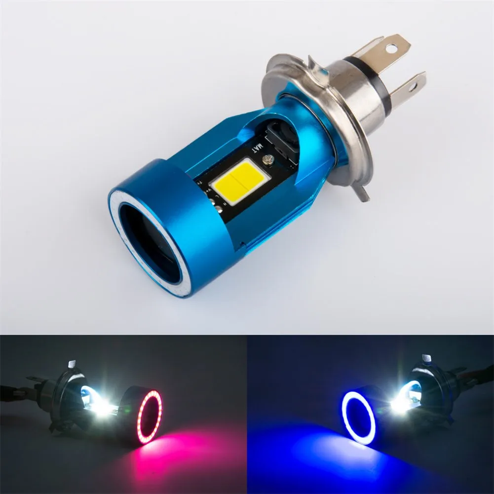 

1PC H4 Motorcycle LED Headlight Bulbs High / Low Headlight 12-80V Pink/blue Angel Eye Super 6000K Headlight Bulb