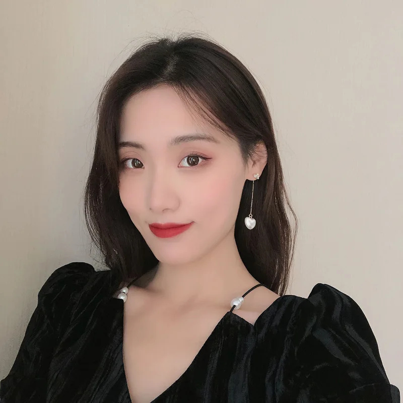 

Simulated-pearls Hearts Long Chain Indian Dangle Drop Earrings for Women