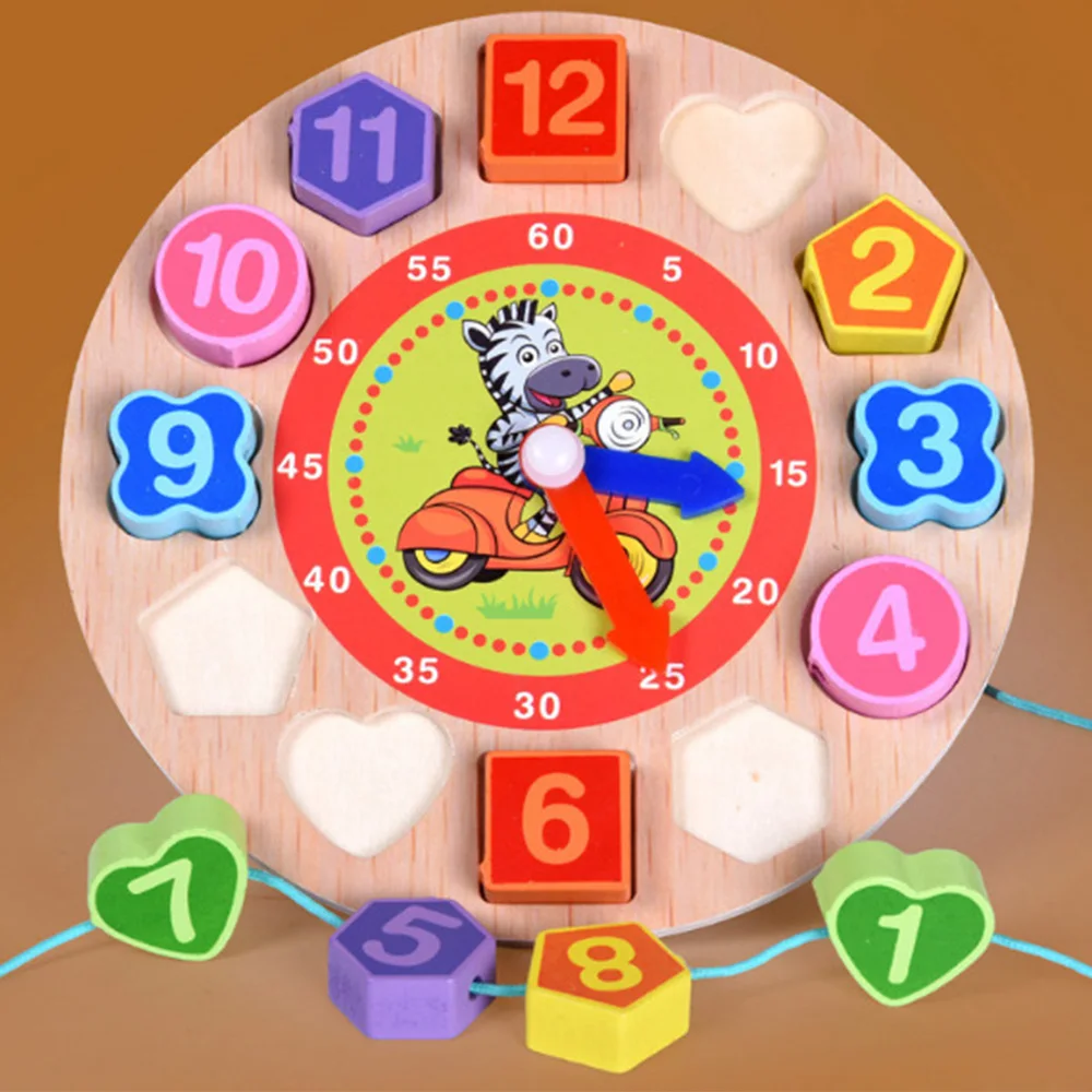 Красочные 12 цифр часы деревянные игрушки цифровые геометрические фоточасы