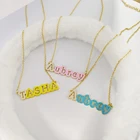 DODOAI эмалированное ожерелье с именем персонализированное ожерелье на заказ эмалированное ожерелье красочная эмаль кулон-табличка с именем ювелирные изделия Рождество