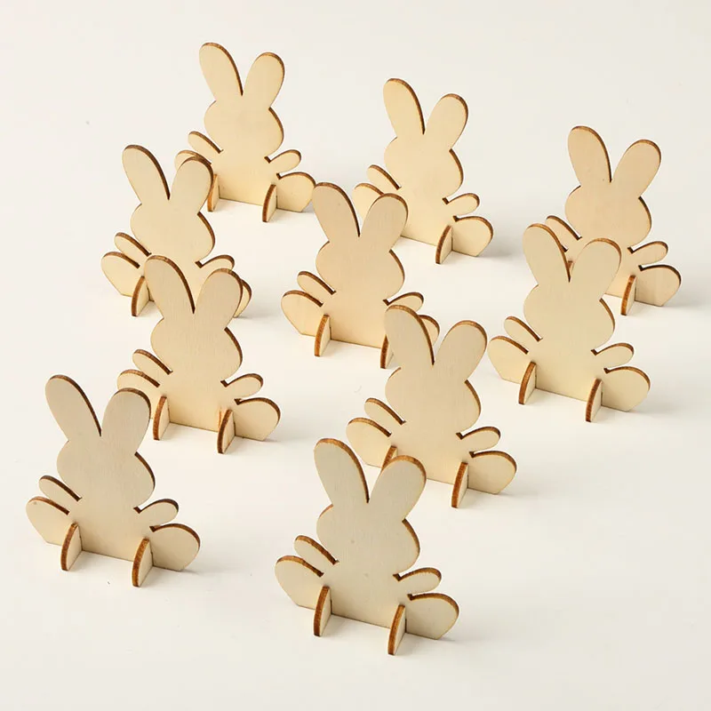 10 шт./компл. деревянный Счастливой Пасхи украшения для дома Кролик сухой искусные