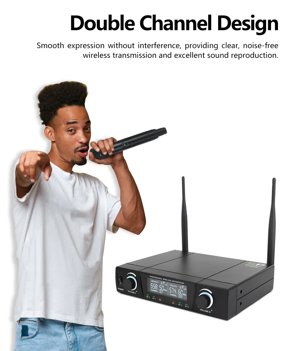 XTUGA U1002 UHF профессиональный двойной беспроводной микрофон Система 2 канала 2 ручной караоке микрофон Комплект для свадьбы, вечерние