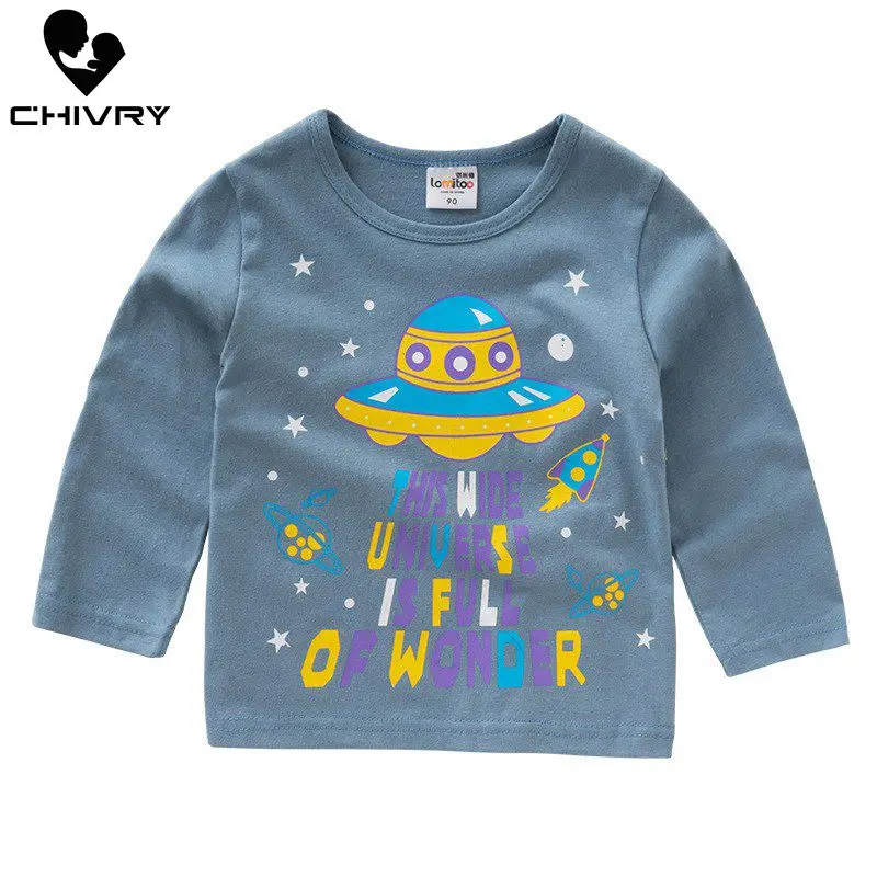 

2020 Spring Summer Kids Boys T Shirt Dinosaur Cartoon Print Long Sleeve O-neck Baby Girls T-shirts Tops Cotton Children T-shirt