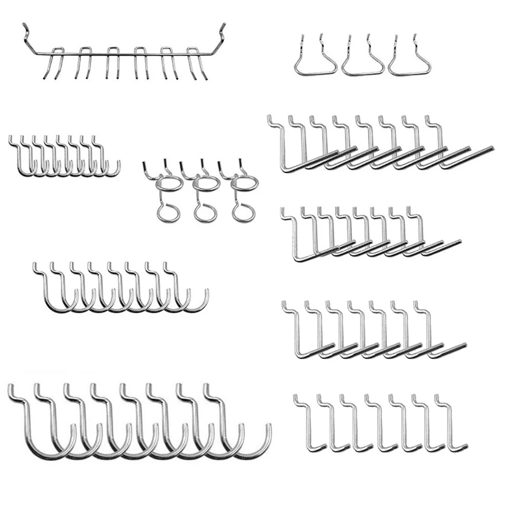 

80PC Hole Board Hook Assorted Peg Hooks Garage Kitchen Warehouse Store Wall Holders Organizer Storage Hanger Hook Up