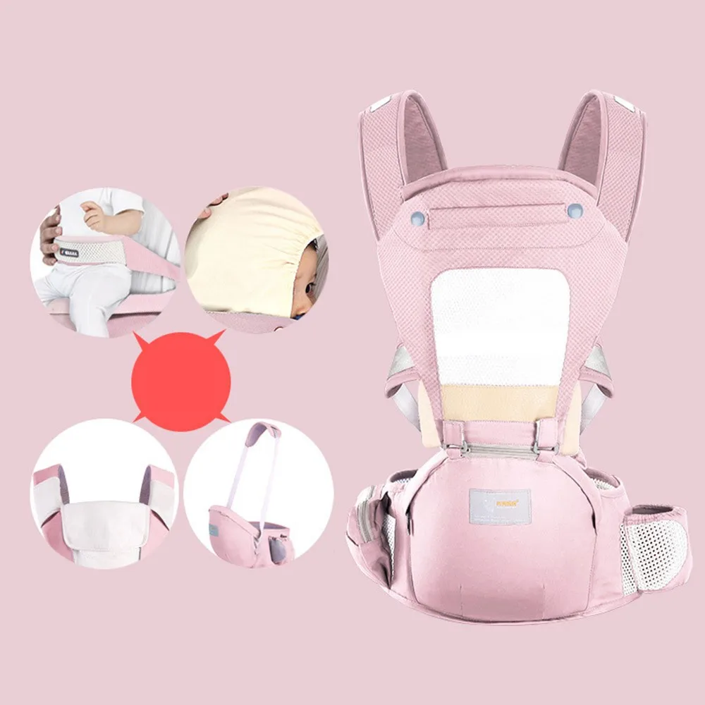Pink Breathable Сумка-кенгуру VICIVIYA, эргономичный младенческий Хипсит, слинг, передняя сторона, большая емкость, кенгуру, для 0-48 месяцев, Детский пояс - Цвет: Pink Breathable