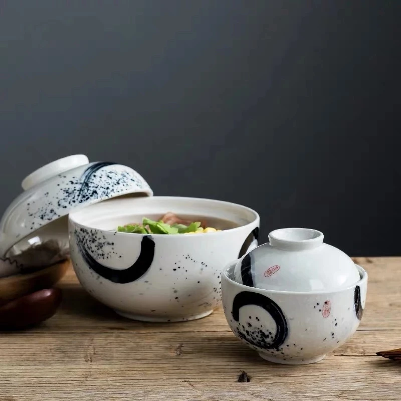 

1pcs Japanese Style Ceramic Dessert Stew Pot Creative Noodle Soup Ramen Bowl 2 sizes options
