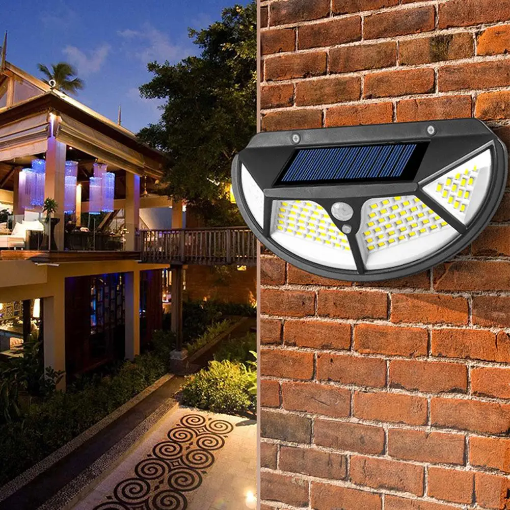 

102LEDs 4-sided Waterproof Solar Light Motion Sensor Human Body Induction Wall Lamp for Garden Road