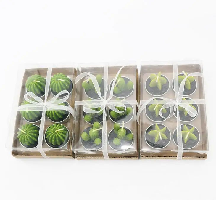 

Cute Cactus Tealight Candles Handmade Set of 6 Pieces Mini Succulent Plant Candle Home Decor Party Wedding Favors Gift Wholesale