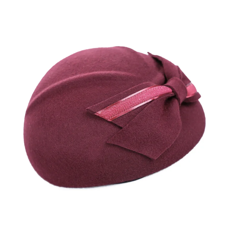 Burgundy 57cm Sedancasesa, женские береты, шапки, модные, Осень-зима, австралийские, шерстяные береты, шапки для женщин, pillbox, шапка, высокое качество, берет, шапка - Цвет: Burgundy 57cm