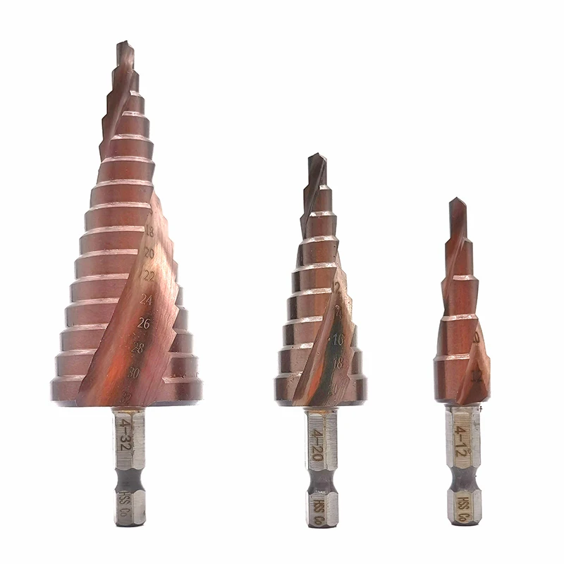 

Набор кобальтовых ступенчатых сверл M35, 4-12 мм 4-20 мм 4-32 мм, конические стандартные быстрорежущие сверла, спиральный паз, шестигранный хвостов...