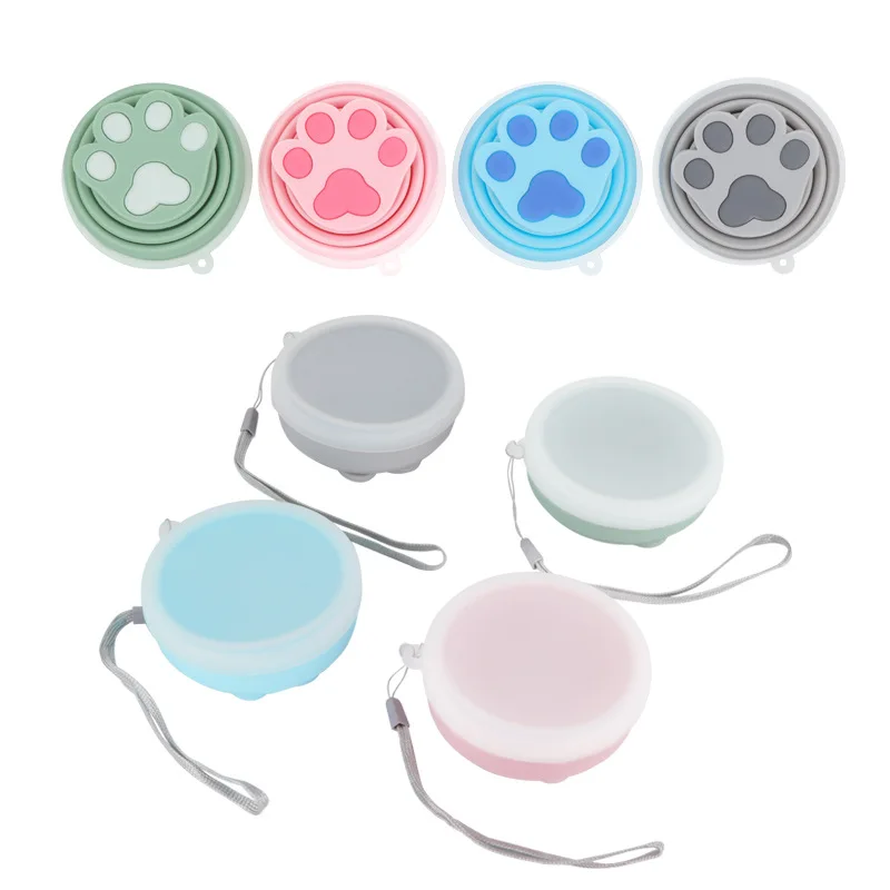 Портативная силиконовая складная чашка с крышкой Мультяшные животные