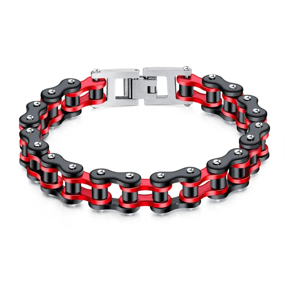 

Grier 2022 New Biker Bicycle color Motorcycle Chain Bracelet Bangle Punk Titanium Steel blue color Bracelet Men Bangle jewelry