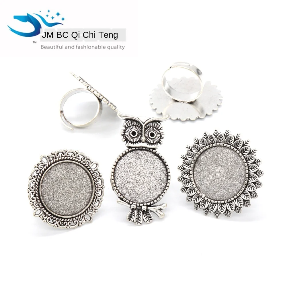 4 шт подходит 20 мм Античная бронзовая латунь Ажурная резьба круглые регулируемые