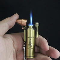 creative bullet flint lighter compact gas turbo torch jet lighter keychain pendant grinding wheel windproof lighter inflated