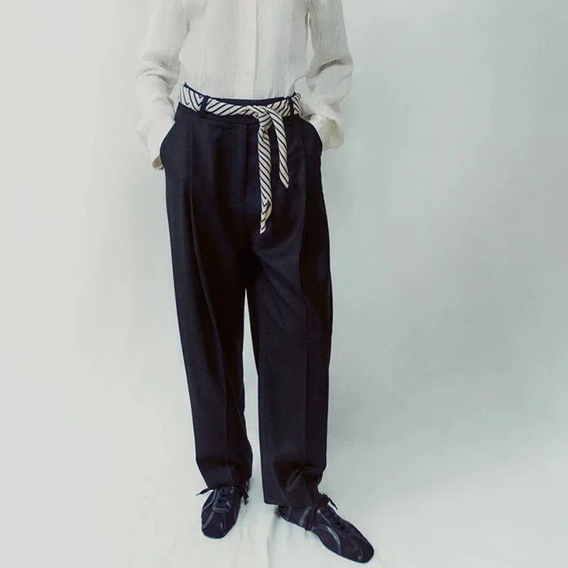 

Женские брюки, шерстяные прямые брюки с завышенной талией