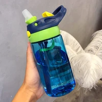 new hot fashion 480 ml cute baby water cup leak proof bottle with straw lid children school outdoor drinking bottle training cup