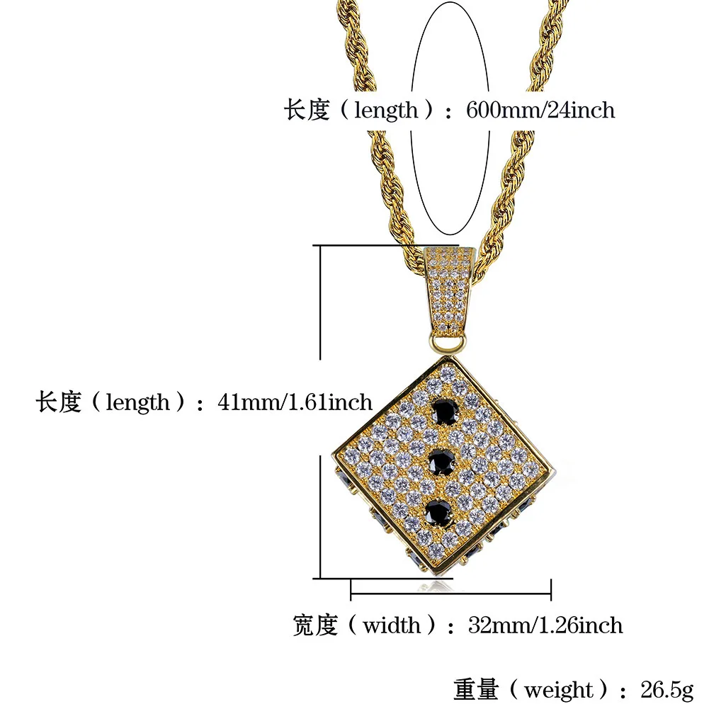 

European And American Character Dice Pendant Jewelry Black And White Bis-Colored Zircon Popular Logo Necklace