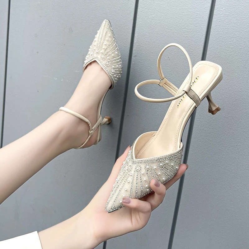 

Summer Square Heel Sandals Pointed Toe PU Leather Sandals For Women Party Shoes Shoes Elegant Pumps Shoes zapatillas mujer