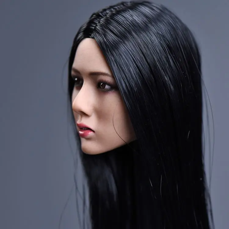 

1:6 Xiu Series Asian Female Woman Girl Young Lady Head Sculpt With Long Black Bair F 12" Suntan Color Body Figure Toy