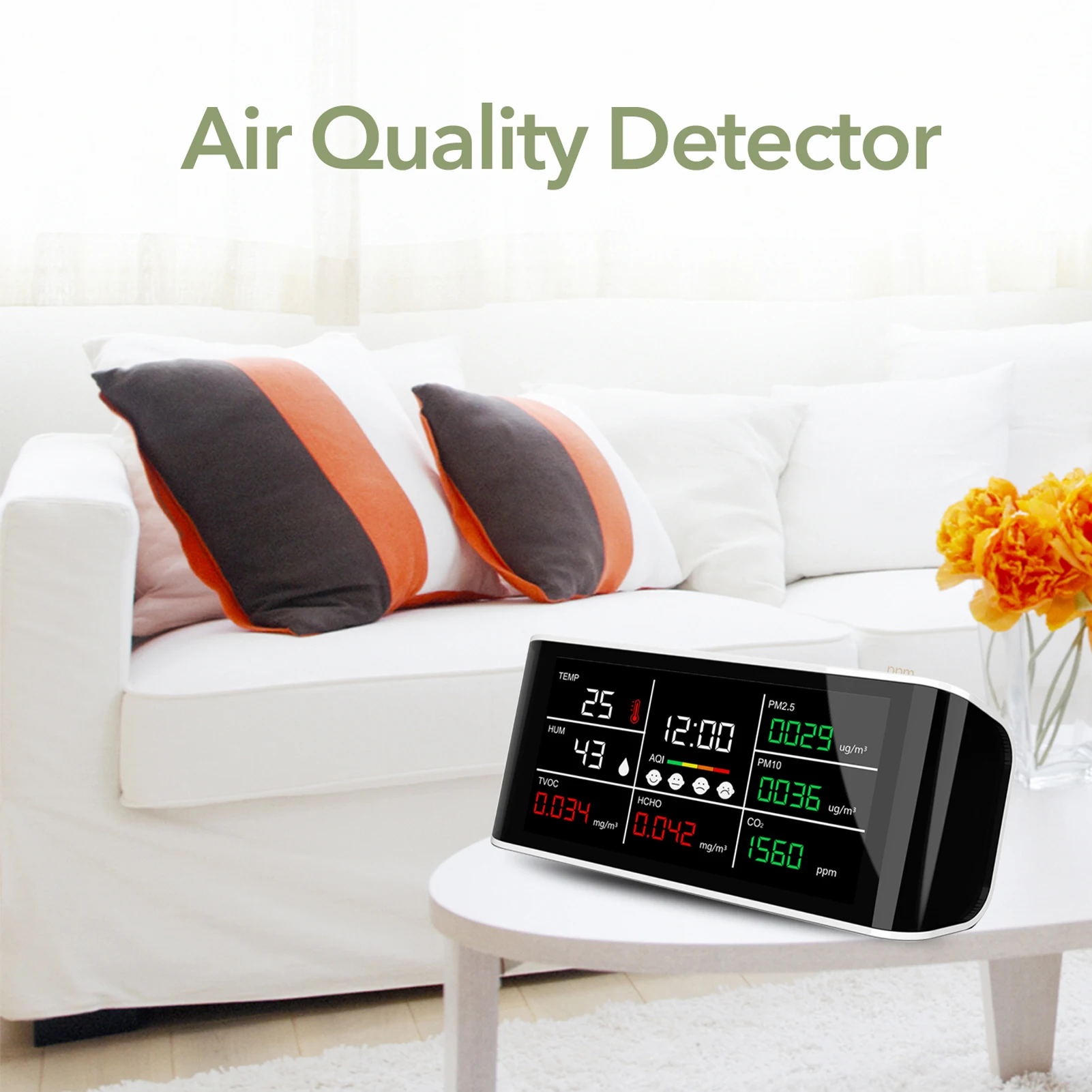 

DM69 Portable CO2 Meter PM2.5 PM10 HCHO TOVC Temperature Humidity Infrared NDIR Detector Multifunctional Air Quality Analyzer