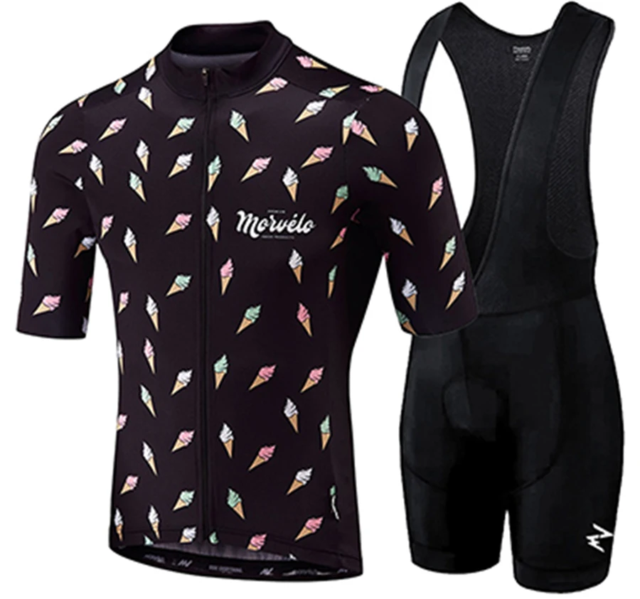 Morvelo Men Summer Clothing cycling Clothes kits short sleeve bib shorts men's Breathable Bib Shorts maillot ciclismo set - Color: Pic Color