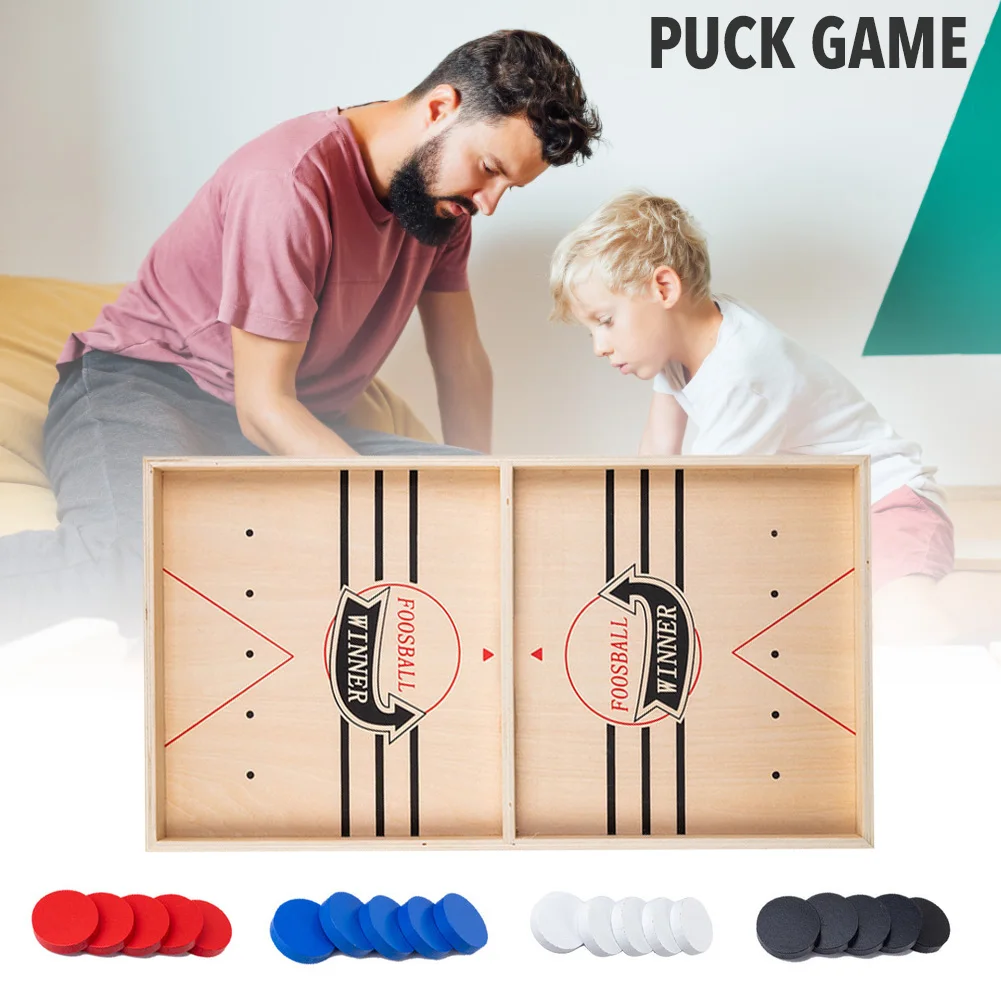 

Fast Sling Puck Game Paced Wooden Table Hockey Party Games Interactive Chess Toys For Adult Children Desktop Battle Board Game