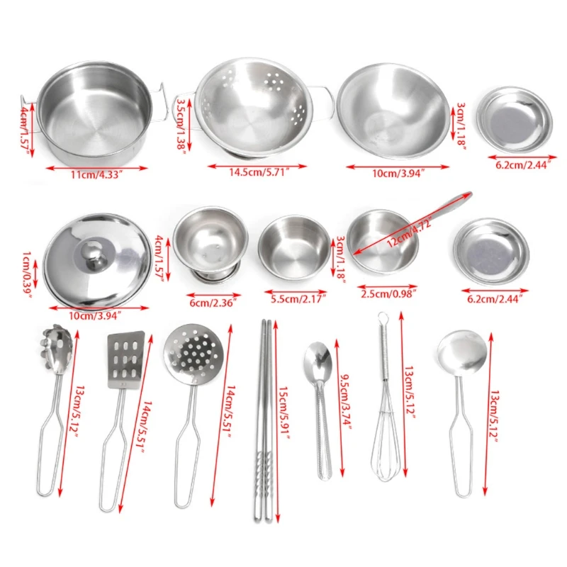 

16pcs Stainless Steel Kitchen Cooking Utensils Mini Kitchen Play House Toy Y4UD