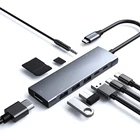 USB-концентратор usb-c, 5 Гбитс, для ноутбуков, Macbook Pro Air, два HDMI, Кардридеры Micro SD, переходник Aux PD usb-хаб, 3,0