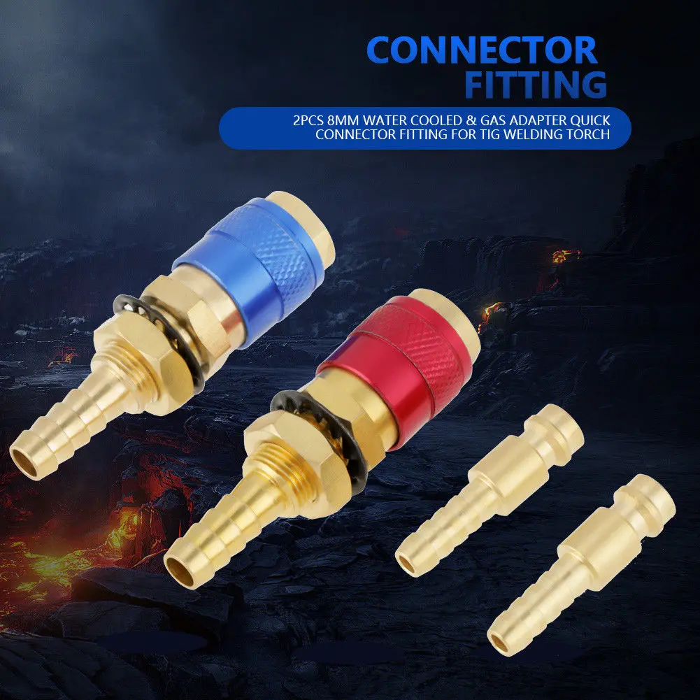 

2 SET Gas & Water Cooled Quick Connector For TIG Welder Torch Metal Parts New