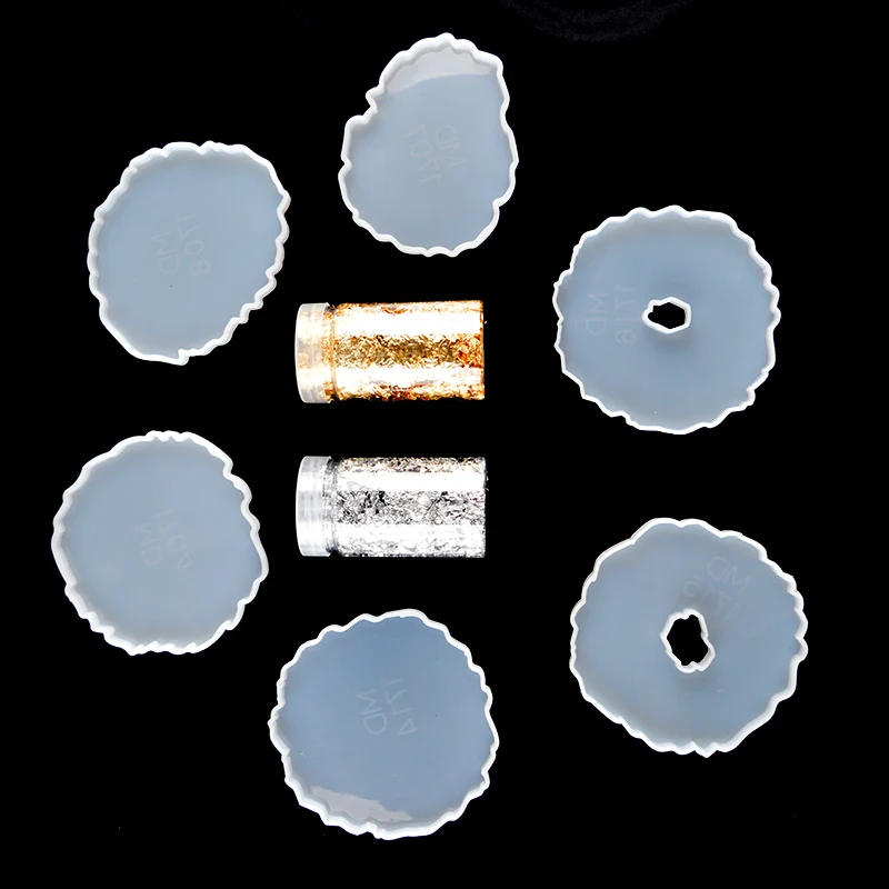 8pcs DIY Coaster Tray Resin Mold Irregular Pattern Epoxy Silicone Mold With Gold Foil Paper Cup Mat Jewelry Making Tools
8pcs DIY Coaster Tray Resin Mold Irregular Pattern Epoxy Silicone Mold With Gold Foil Paper Cup Mat Jewelry Making Tools