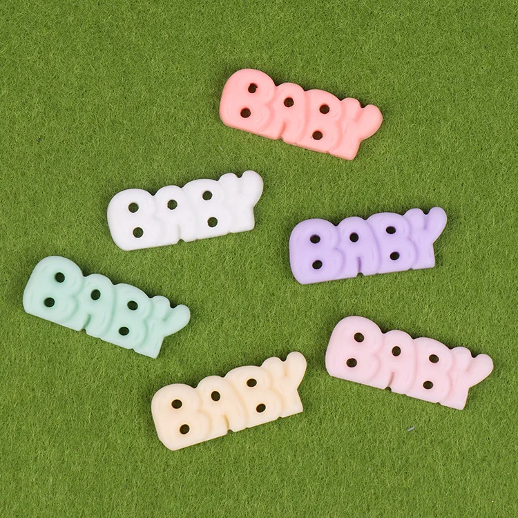 100PCBig-Size Resin “BABY” English Letter Kawaii Nail Charm Glue Drop Making DIY Manicure Decoration Macaroon Color Nail “BABY”