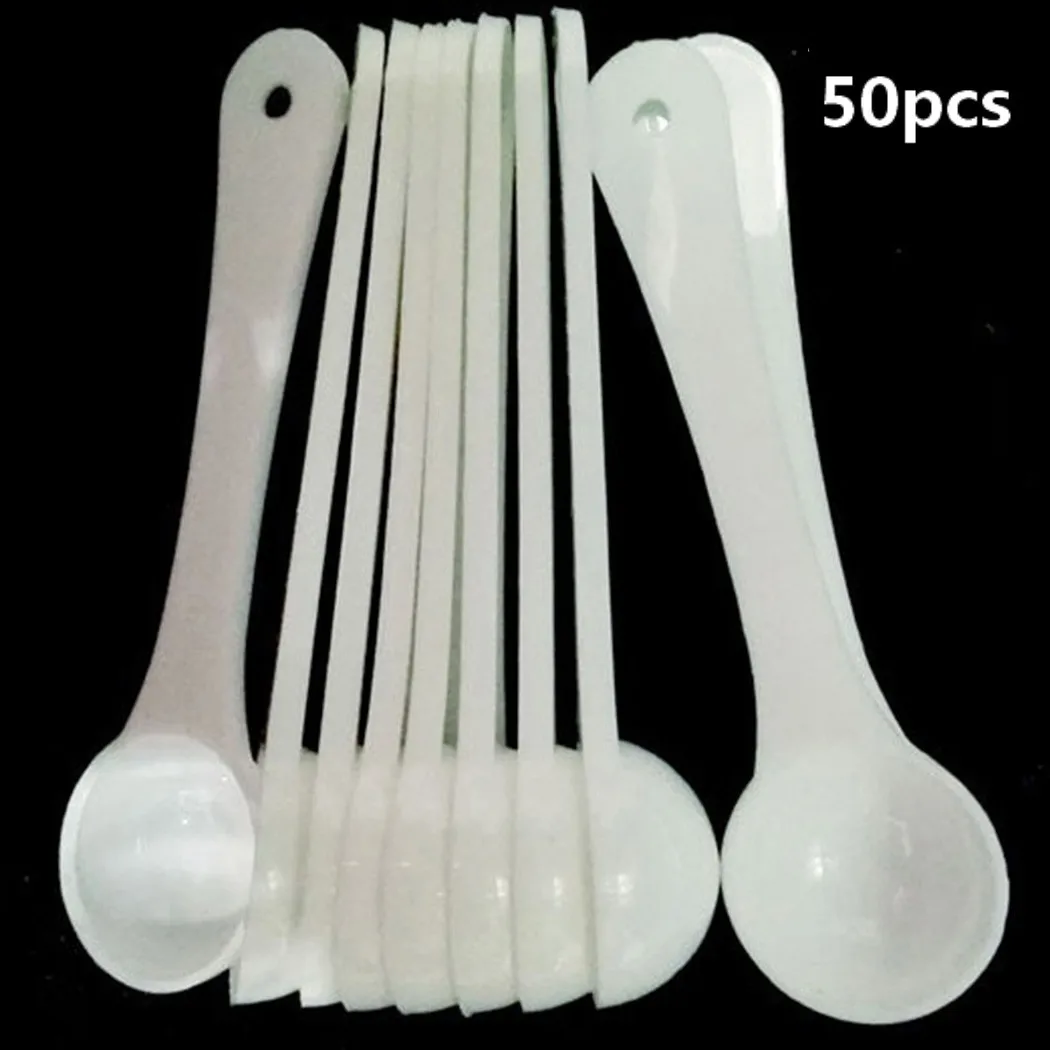 

50pcs Multi Purpose Spoons 1g White Plastic Measuring Spoon Gram Scoop Medicine Powder Food Baking Accessories Kitchen Gadgets