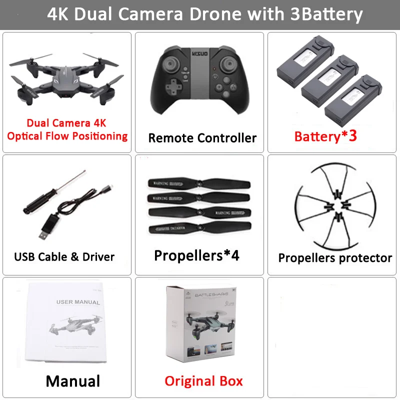 Set15 4K 3BAT BX Visuo XS816 Радиоуправляемый Дрон оптический поток Радиоуправление с 4K двойной камерой wifi FPV Дрон жесты складной Квадрокоптер VS XS809HW xs809 - Цвет: Set15 4K 3BAT BX