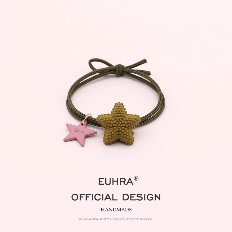 EUHRA 5 цветов Bump Star Pentagram с биркой эластичные резинки для волос женская лента для волос Детские аксессуары для волос резинка