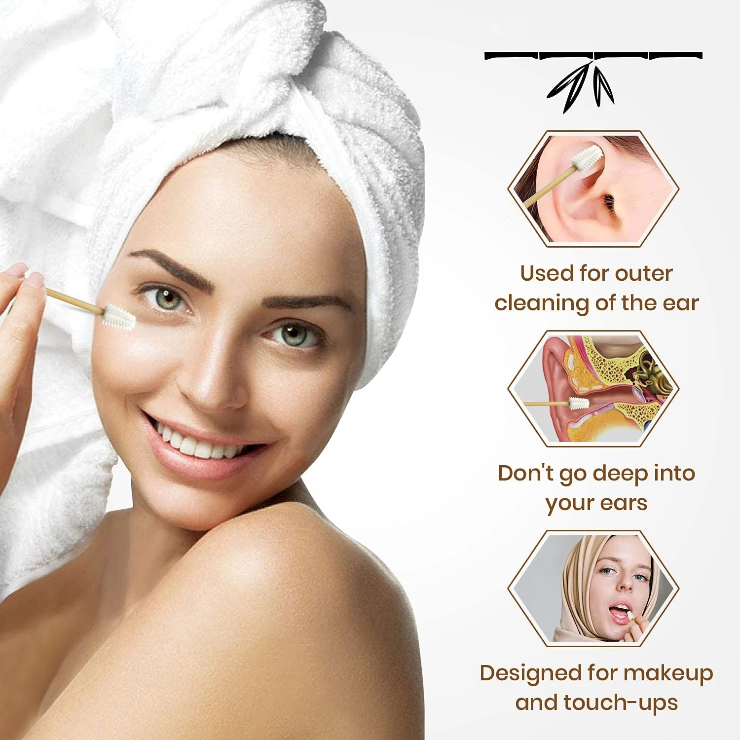 Многоразовые ватные палочки для комплект с ушами и магнитный бамбуковый чехол