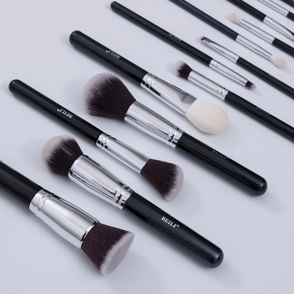 Профессиональные кисти для макияжа BEILI 15 шт. классические черные из
