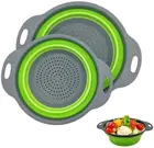 Складной круглый и квадратный силиконовый дуршлаг, корзина для мытья фруктов и овощей, складной дуршлаг с ручкой, кухонный инструмент для хранения