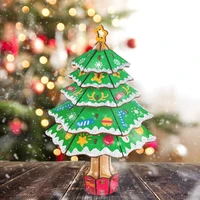 esun hot sale christmas wood puzzle toys kit wear resistant creative jigsaw puzzle toy child diy christmas gifts tree decoration