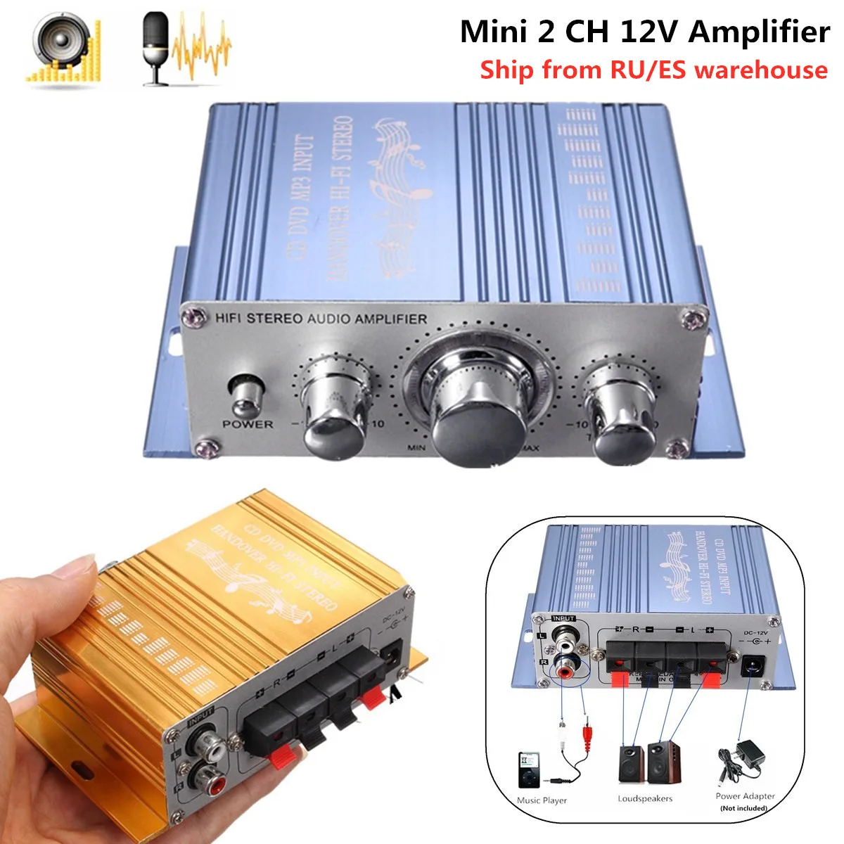 

Hot HY2001 DC12V Mini Hi-Fi 12V 20W*2 2 Channel Stereo Audio Amplifier For Car Auto Motorcycle Power LED Indicator Professional