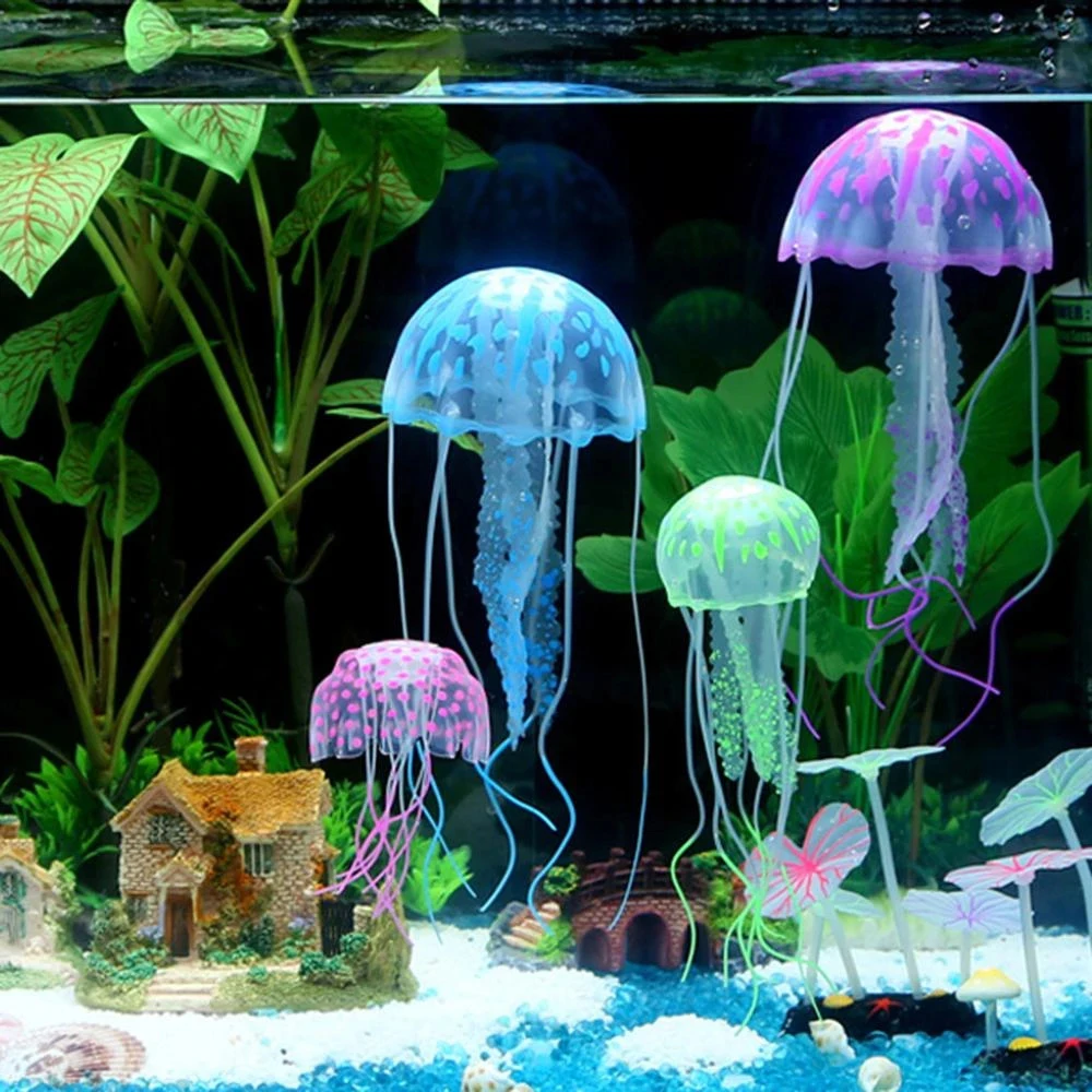 

Fish Tank Aquarium Decor Artificial Glowing Jellyfish Fish Tank Floating Jellyfish Ornament Decoration Aquatic Pet Supplies