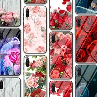 ciciber flower rose funda glass case for xiaomi redmi note 10 9 9s 10s 9t 8 7 8t 9c 8a 8t k40 poco f3 x3 m3 c3 m2 pro gt prime