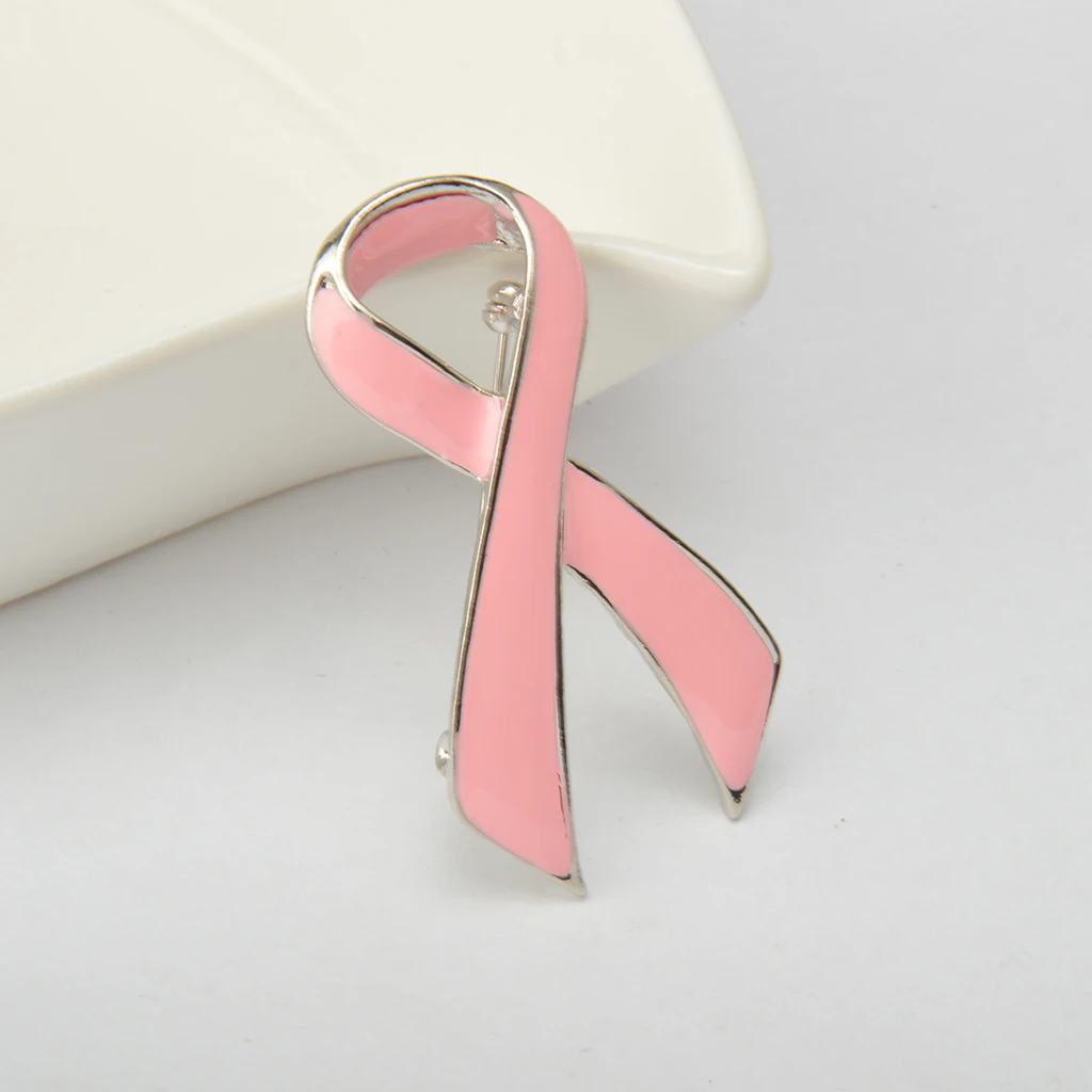 

Pink Enamel Breast Cancer Awareness Charity Ribbon Brooch Pin Scarf Buttons