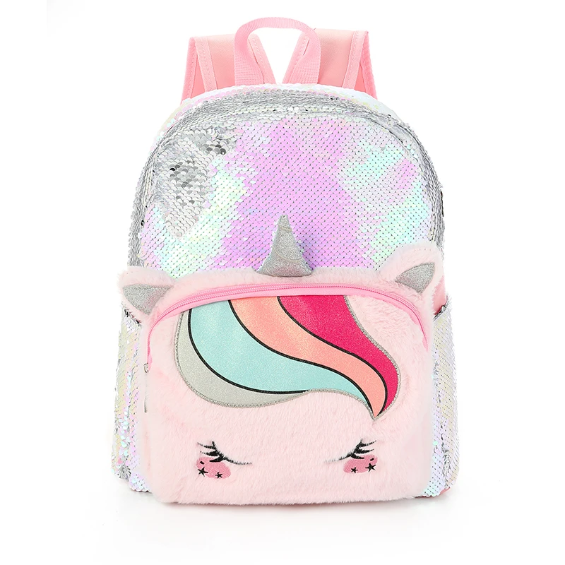 plush Unicorn School Bags sequin unicorn Kids Backpack student Bagpack Women Mochila Escolar Bookbag kawayyi children bag cute