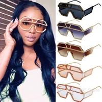 luxury 10 color one piece lens rhinestone sunglasses women oversized square sun glasses brand designer men sun glasses uv400