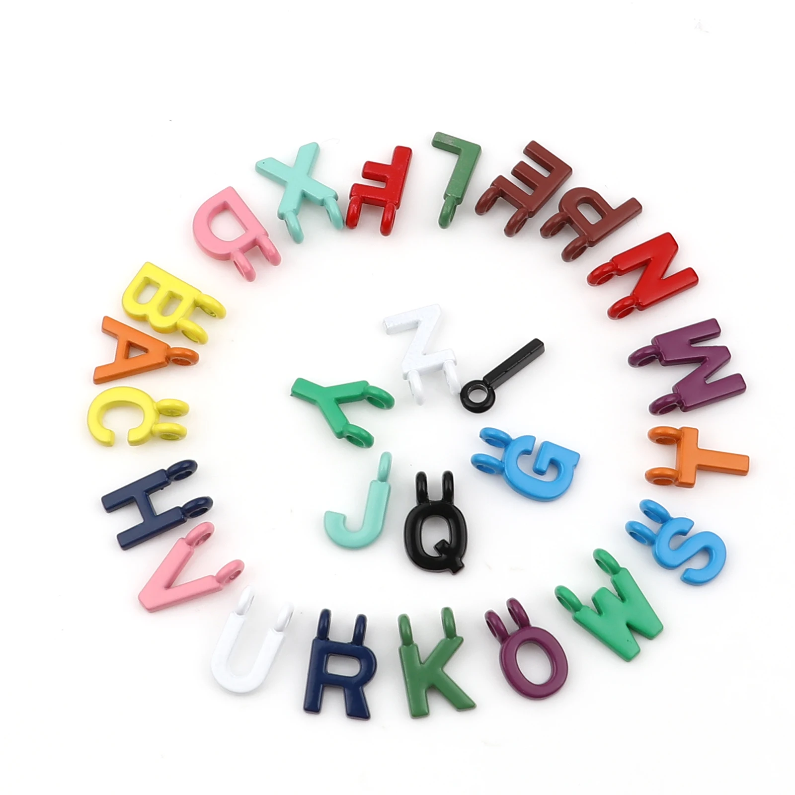 

Zinc Based Alloy Pendant Capital Alphabet/ Letter Multicolor Painted Charms For Jewelry Making Necklace Bracelet DIY Accessories